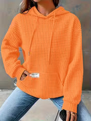 Women's Waffle Knit Hooded Sweatshirt for Fall & Winter