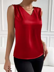 Women's Elegant Satin V-Neck Sleeveless Vest