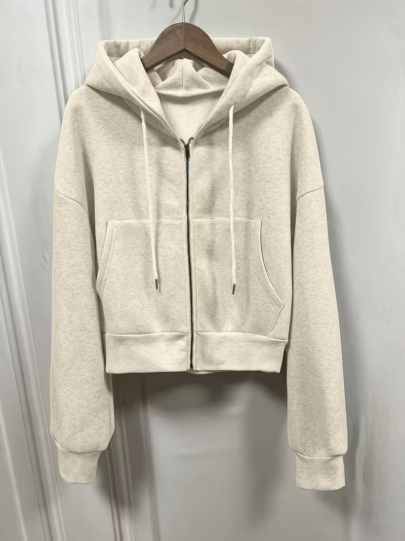 Women's Bat-Sleeve Zip-Up Hooded Cardigan