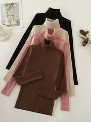Women's High Turn-Collar Pullover Sweater Set