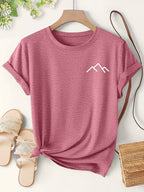 Women's Mountain Print Casual T-Shirt, Short Sleeve