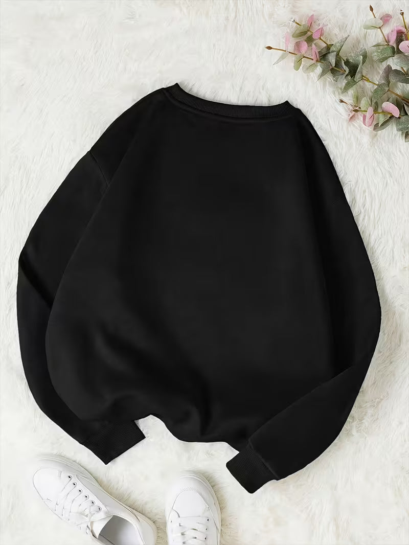 Women's Loose Round Neck Print Pullover Sweatshirt