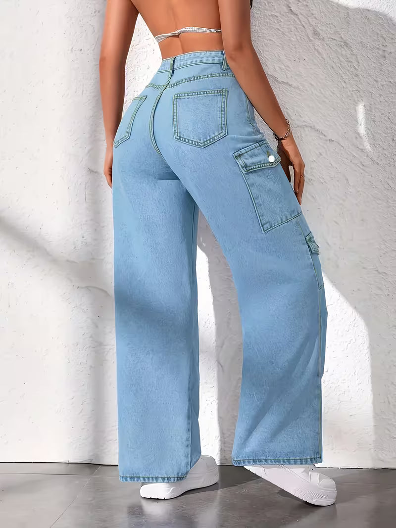 Women's Plus Size Multi-Pocket Cargo Jeans
