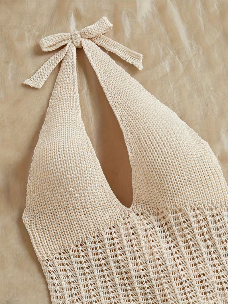 Women's Hollow Tie-String Mid-Length Dress