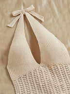 Women's Hollow Tie-String Mid-Length Dress