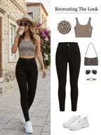 Women's High-Waisted Slim Fit Mock Jeans