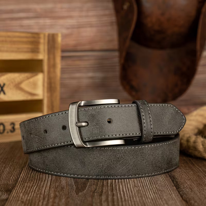 Women's Distressed PU Buckle Belt