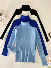 Women's High Turn-Collar Pullover Sweater Set