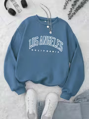 Women's Preppy Los Angeles Print Crew Neck Sweatshirt