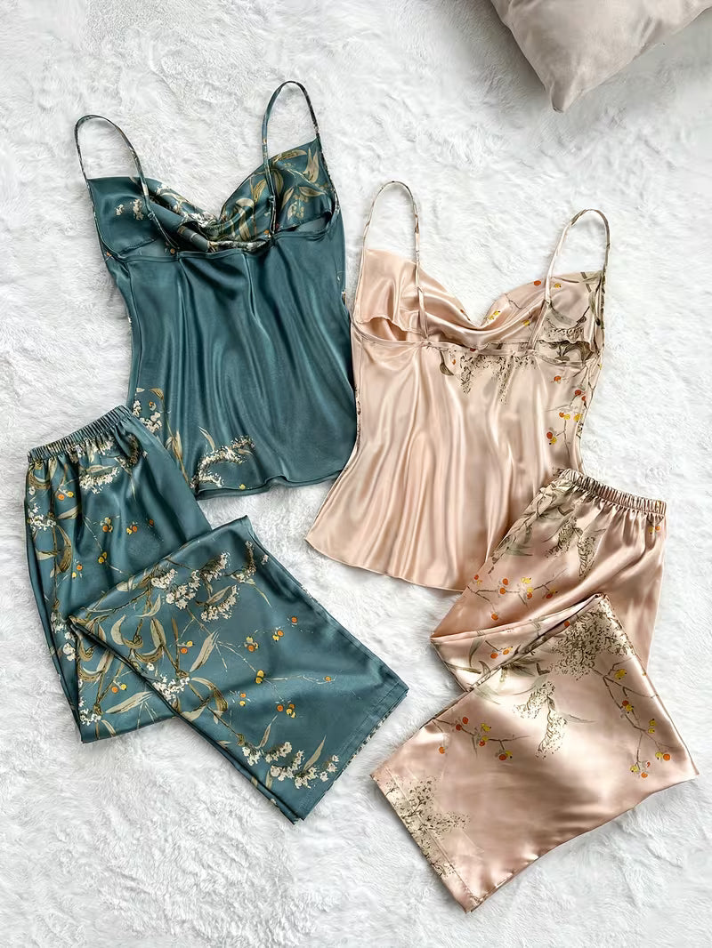 Women's Printed Turtleneck 4pc Pajama Set