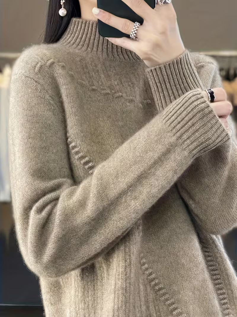 Women's Plus Size Semi-High Neck Casual Pullover