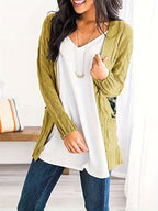 Women's Olive Green Cable Knit Cardigan