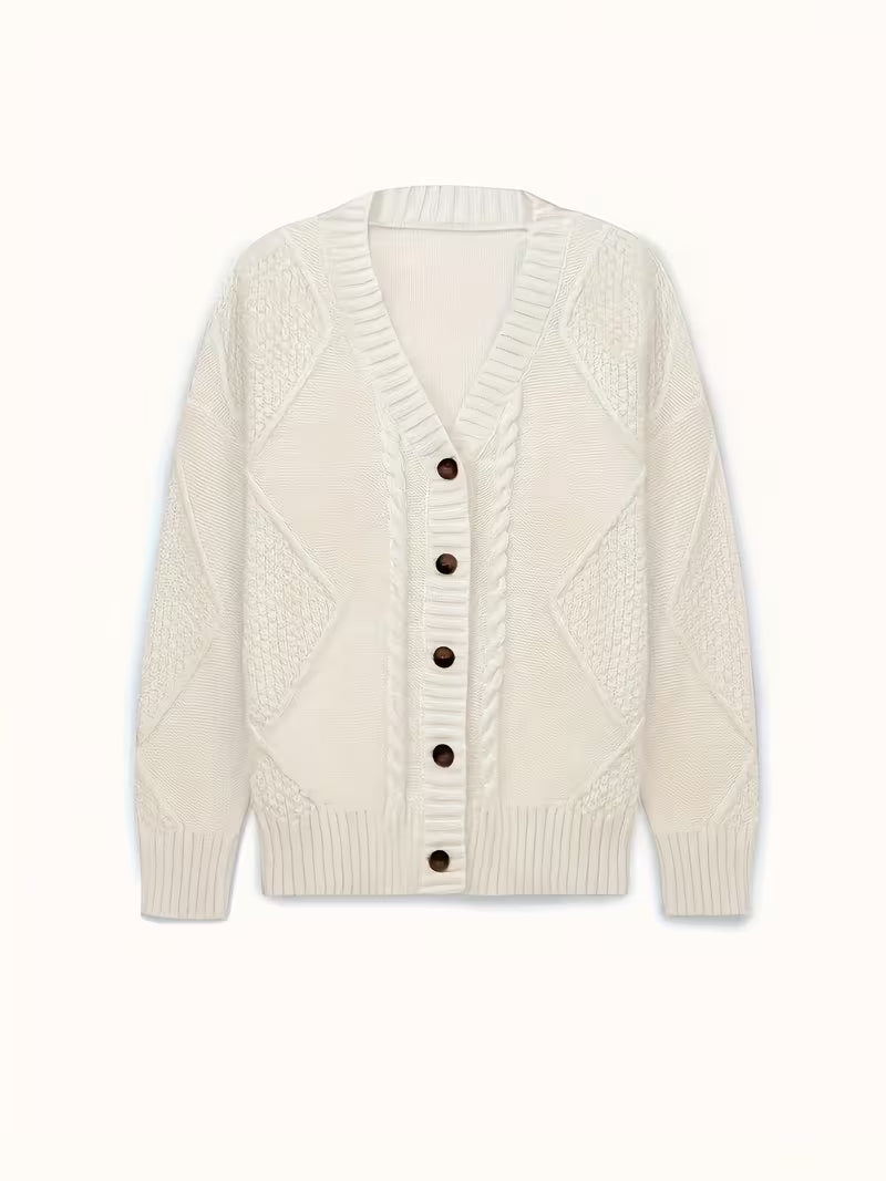 Women's Plus Size Drop Twist Cable Cardigan