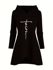 Women's Front Cross Letter Print Hoodie