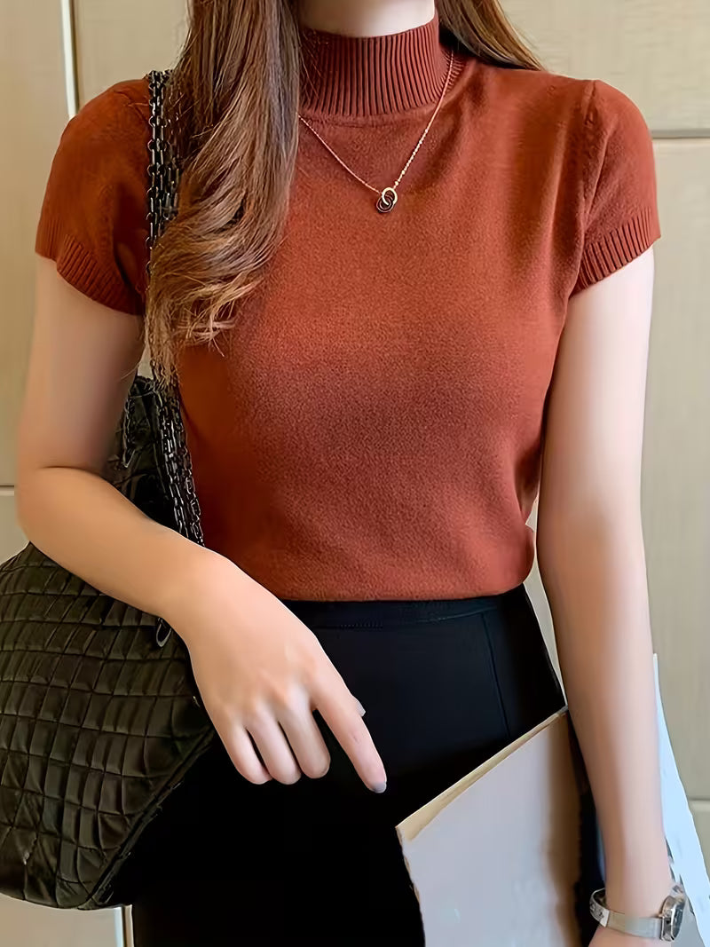 Women's Ice Fiber Half-Collar Short Sleeve Pullover