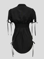 Women's Elegant Short Sleeve Shirt Dress with Belt