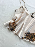 Women's Leopard Print V-Neck 2pc Sleepwear Set