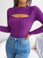 Women's Hollow-Out Twist Slim-Fit Pullover Sweater