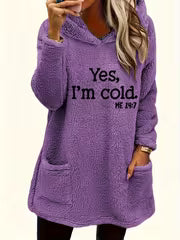 Women's Teddy Bear Print Fleece Hooded Pullover