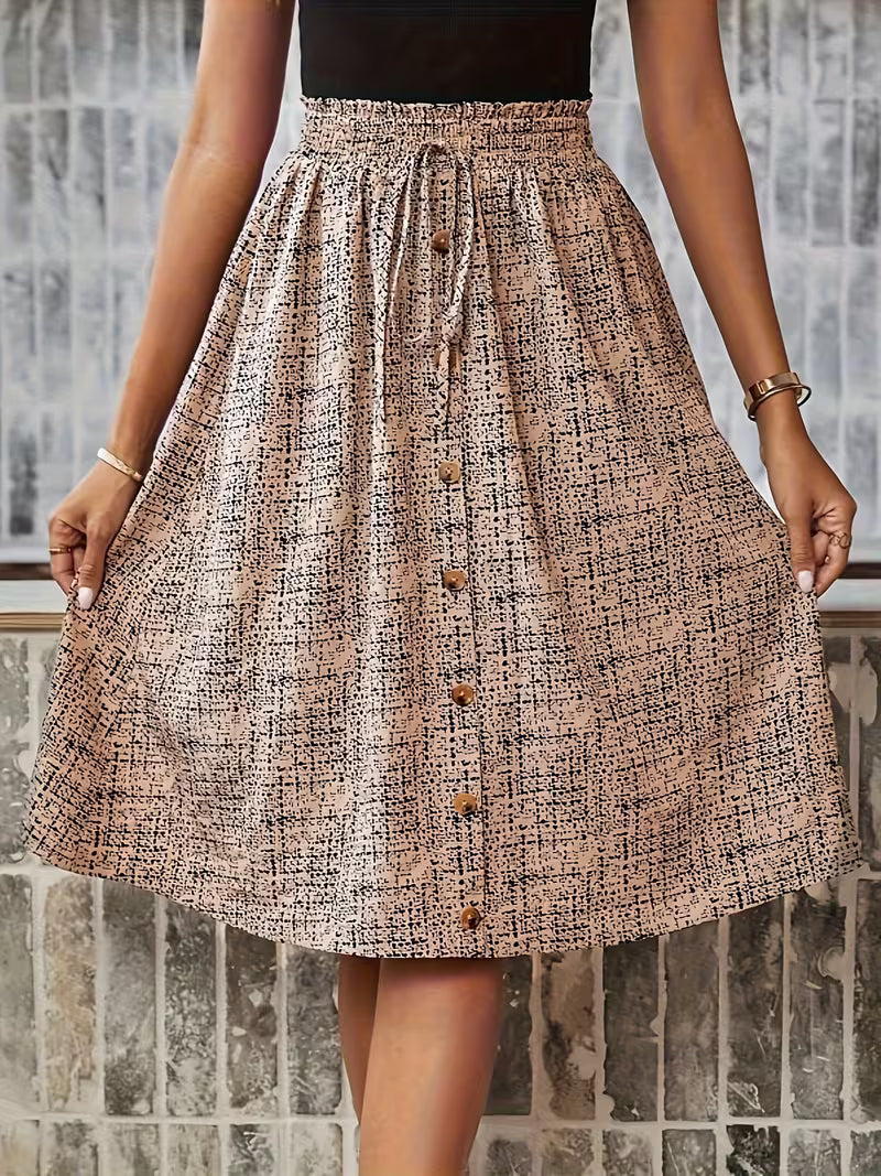 Women's All-Over Print Pocket Skirt, Elastic Waist