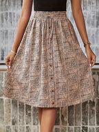 Women's All-Over Print Pocket Skirt, Elastic Waist