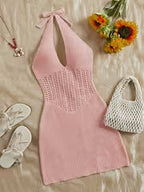 Women's Hollow Tie-String Mid-Length Dress