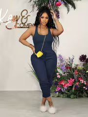 Women's Solid Color Vest and Jogger Set