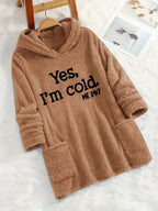 Women's Teddy Bear Print Fleece Hooded Pullover