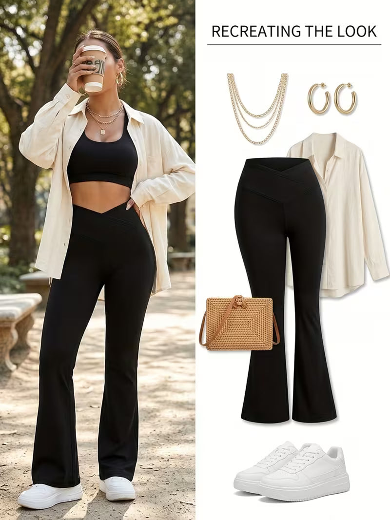 Women's High-Waist Tummy Control Flare Pants