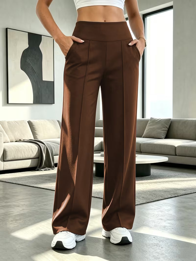 Women's High-Waist Wide-Leg Pants with Pockets