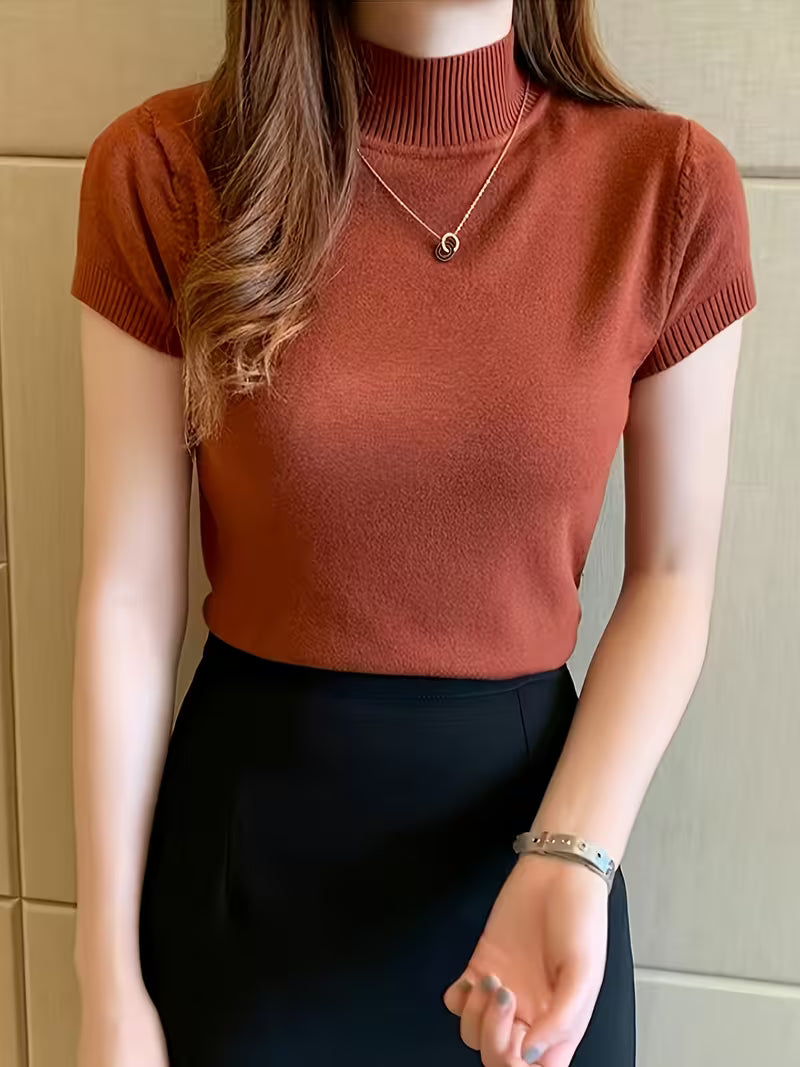 Women's Ice Fiber Half-Collar Short Sleeve Pullover