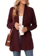 Women's Light Blue Open-Front Cardigan with Pockets