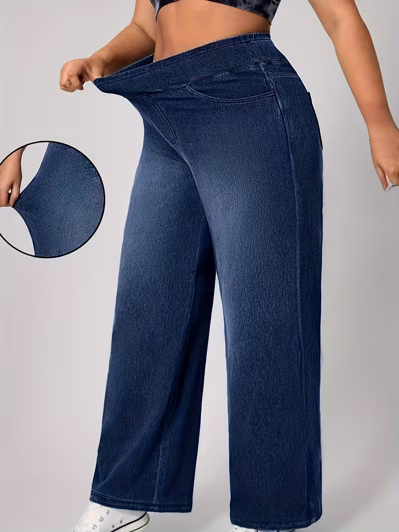 Women's Plus Size Wide-Leg Denim Jeans