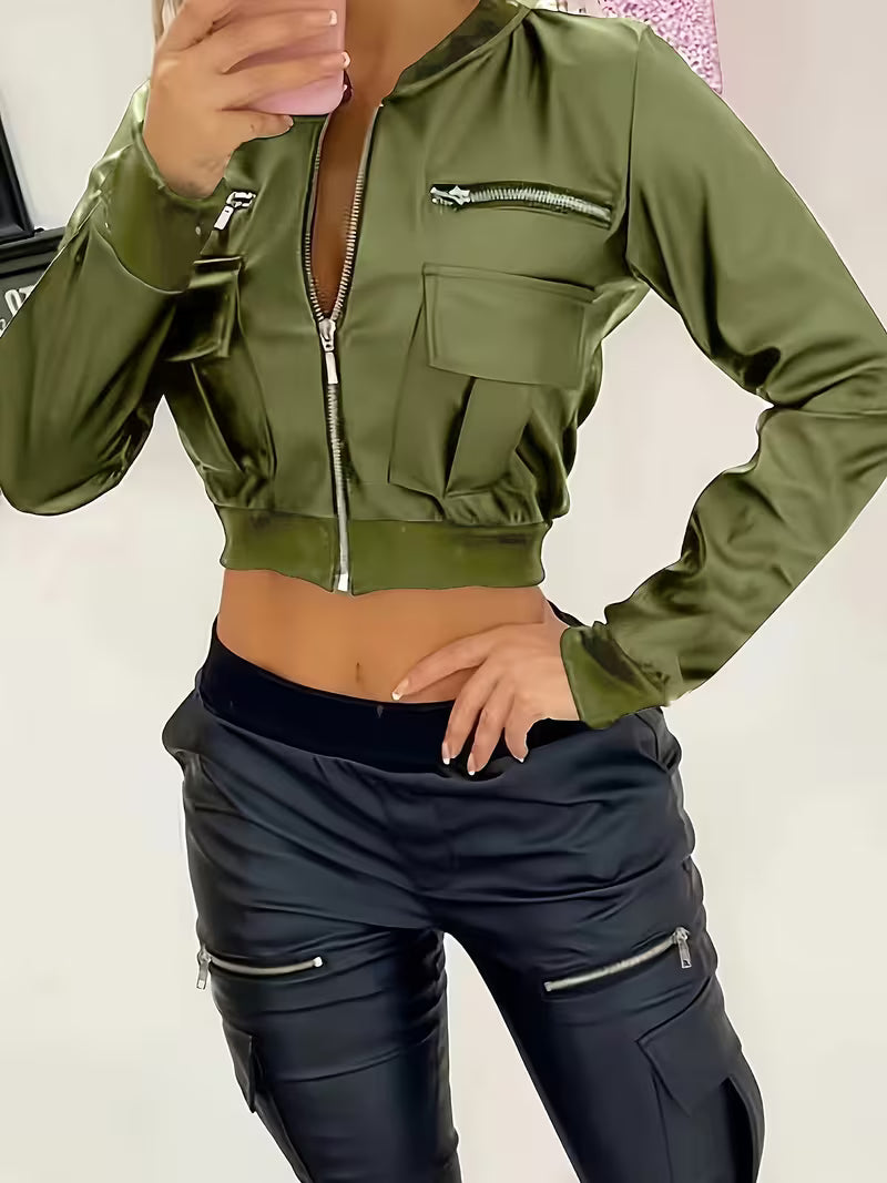 Women's Stylish Zipper Short Jacket