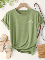 Women's Mountain Print Casual T-Shirt, Short Sleeve