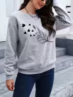 Women's Fleece-Lined Love Print Sweatshirt