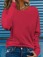 Women's Crew Neck Long Sleeve T-Shirt for Spring & Fall