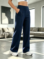 Women's High-Waist Wide-Leg Pants with Pockets