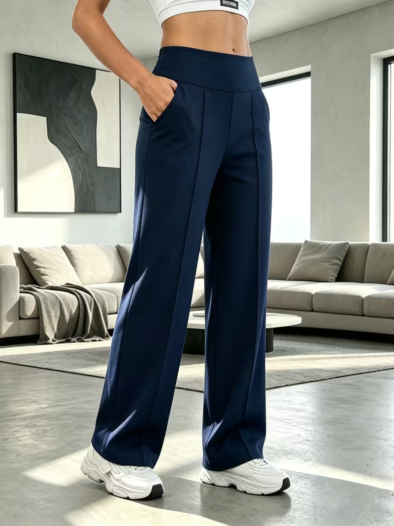 Women's High-Waist Wide-Leg Pants with Pockets