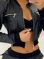 Women's Stylish Zipper Short Jacket