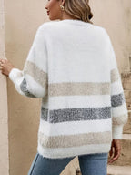 Women's Striped Drop-Shoulder Cardigan