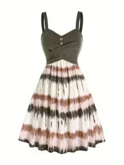 Women's Tie-Dye Print Sleeveless Backless Dress