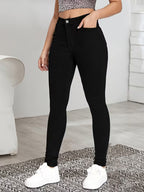 Women's High-Waisted Slim Fit Mock Jeans