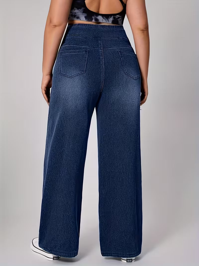Women's Plus Size Wide-Leg Denim Jeans
