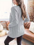 Women's Olive Green Cable Knit Cardigan