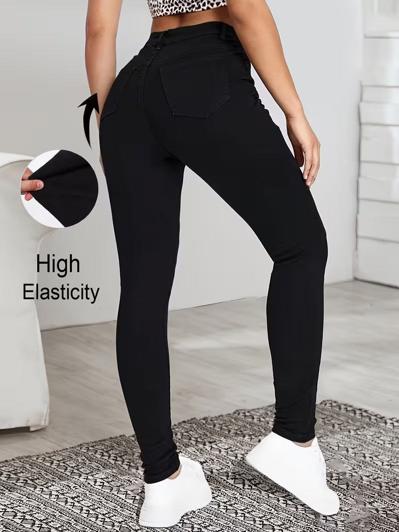 Women's High-Waisted Slim Fit Mock Jeans