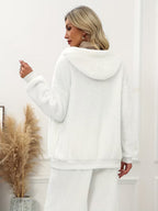 Women's Plus Size Plush Fleece Zip-Up Hooded Jacket