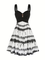 Women's Tie-Dye Print Sleeveless Backless Dress