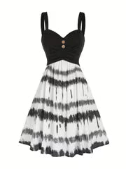 Women's Tie-Dye Print Sleeveless Backless Dress