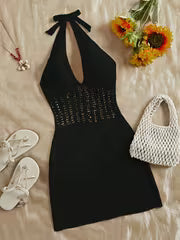 Women's Hollow Tie-String Mid-Length Dress
